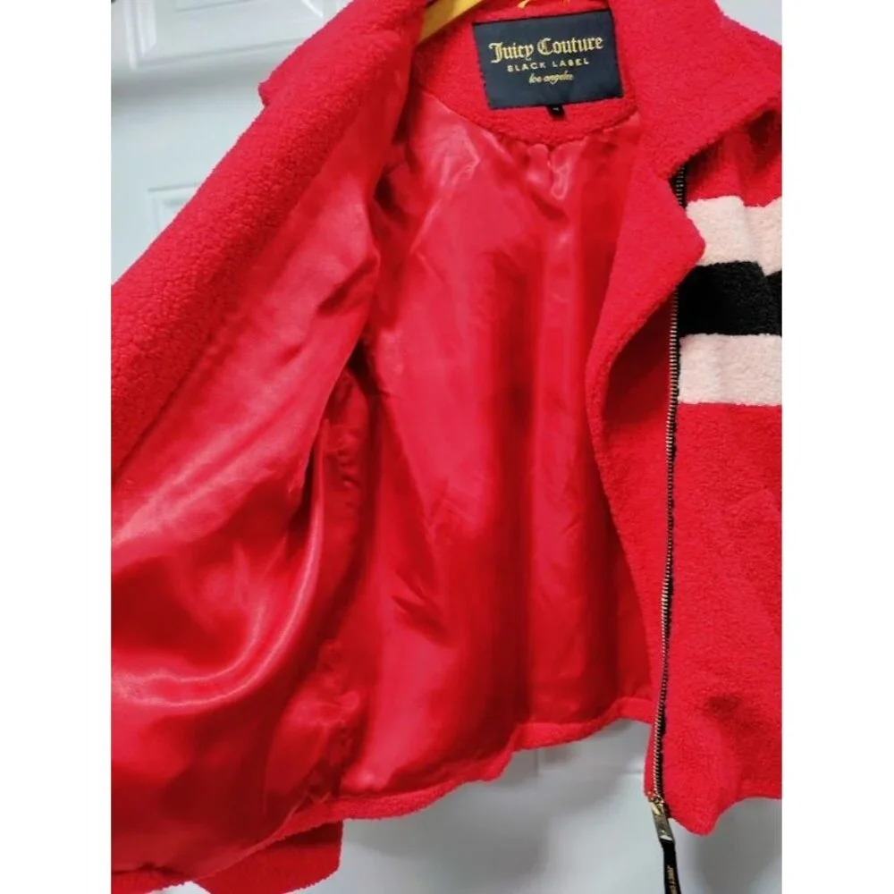 Juicy Couture Black Label Sherpa Teddy Bear Y2K Satin Lined Jacket Medium NWOT - Picture 8 of 16